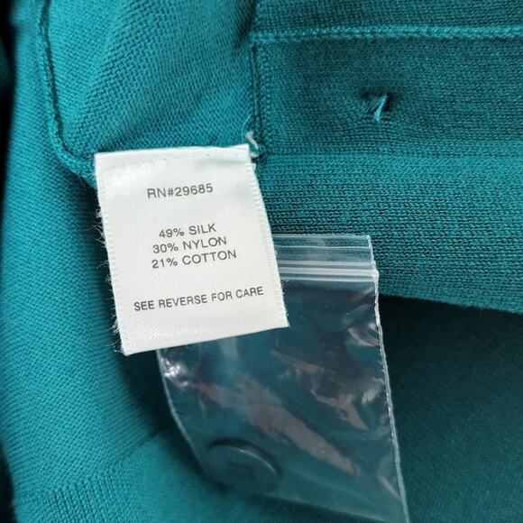 Pendleton NWT Teal Green Silk Blend Knit Elbow Sleeve Cardigan With Pockets M - Picture 5 of 6